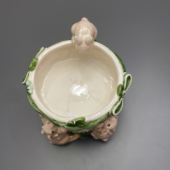 Fitz & Floyd Bunnies & Blooms Ceramic Simmering Oil Bowl Tealight/Candle Holder - Picture 4 of 10